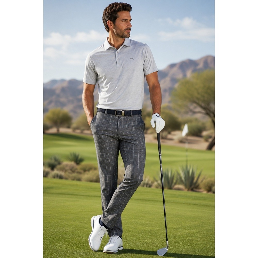 KJUS Ike Golf Pants 30x32 Gray Plaid Stretch Water Resistant Performance NWT